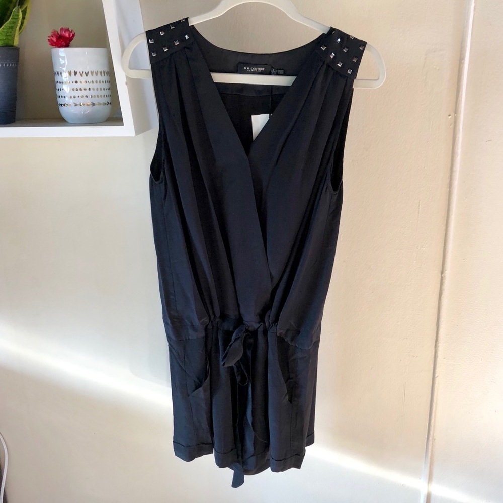 MM Couture Silk Studded Romper - NWT